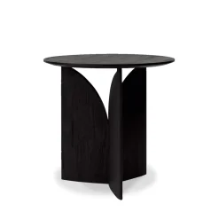 Table d'appoint Fin en teck noir verni - Ø 50 cm