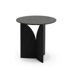 Table d'appoint Fin en teck noir verni - Ø 50 cm