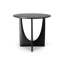 Table d'appoint Geometric en chêne noir verni - Ø 51 x h 50 cm