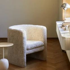 Table d'appoint Lato LN8 Chêne / Marbre Crema Diva - Ø 40 cm
