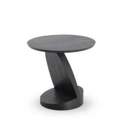 Table d'appoint Oblic en teck noir verni - Ø 52 cm