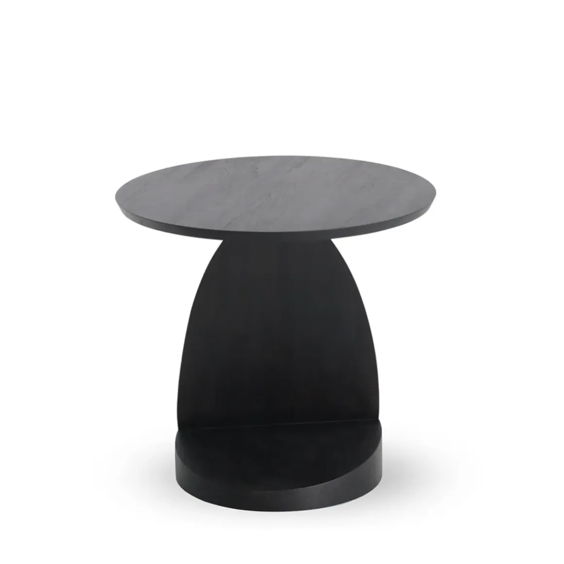 Table d'appoint Oblic en teck noir verni - Ø 52 cm