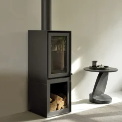 Table d'appoint Oblic en teck noir verni - Ø 52 cm