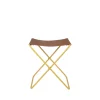 Tabouret Pliant Nola cuir et fer - 39 x 31 x 45 cm - Harvest Or