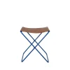 Tabouret Pliant Nola cuir et fer - 39 x 31 x 45 cm - Intense Bleu
