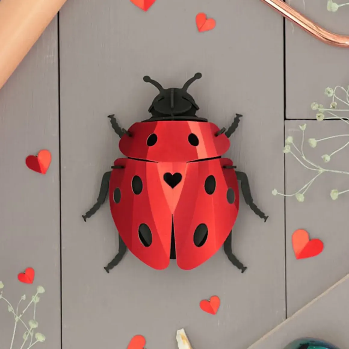 Trophée Origami Coccinelle Lady Lovebug - Rouge Ruby